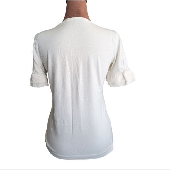 Jcrew white Ruffle sleeve T-shirt Size XS - Picture 3 of 4